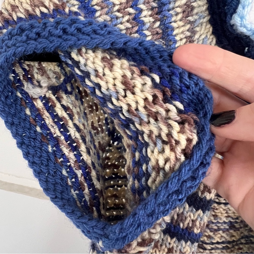 Handmade Blue Striped Cap Sleeve Tunic Sweater Vest. Size Small. - Picture 6 of 9